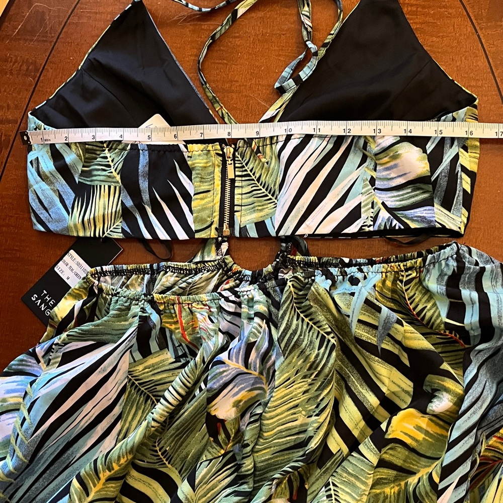 Tropical-print maxi dress. O-ring cut out. The Sang Clothing. Halter V-neck. M - Picture 15 of 15
